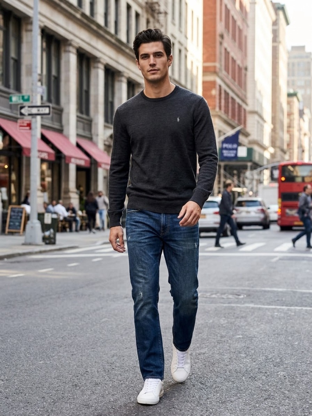 Polo Size M Merino Wool Pullover